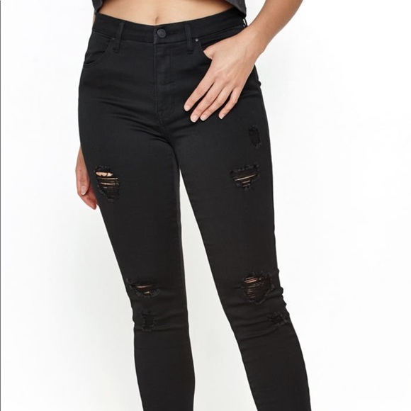 Black jeggings distressed Clearance